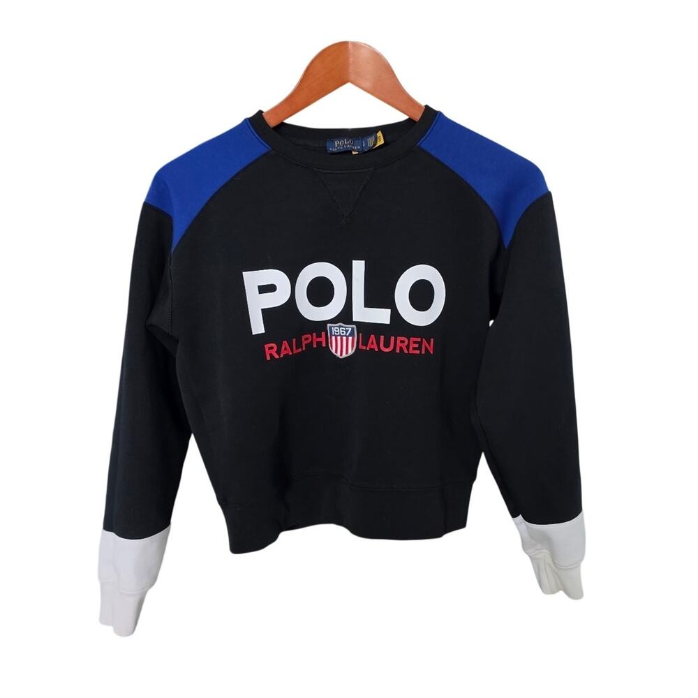 Polo Ralph Lauren Colorblock Sweatshirt Black Blue White Size S